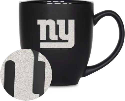 Vista 14 de Rico Industries Taza Bistro Mate Negra de Fútbol Americano NFL de 15 onzas - Para Bebidas Calientes o Frías - Logotipo del Equipo Grabado para una