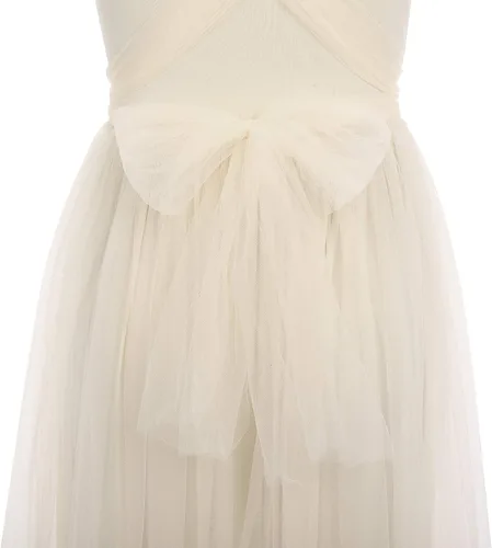 Vista 6 de Vestido de maternidad de manga larga con hombros descubiertos para mujer, de tul elegante, ajustado, para baby shower, fotografía, maxi vestido