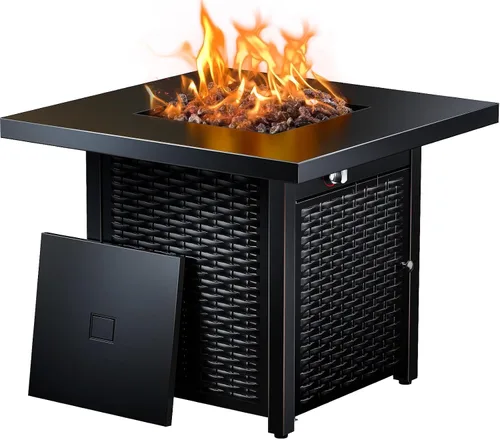 Vista 11 de Ciays Protector de viento de vidrio de 28 pulgadas / 32 pulgadas para fogata de propano, se adapta a mesa de gas de acero de 50,000 BTU, funciona