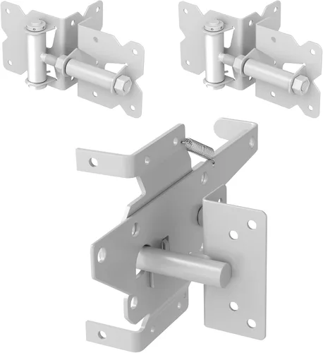 Vista 10 de ZEKOO Kit de bisagras para puerta de valla de vinilo de acero inoxidable, bisagras y pestillo de cierre automático, a prueba de óxido, uso