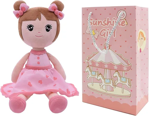 Vista 8 de Conzy Muñeca de peluche para niña, 17.3 pulgadas, súper suave, con bolsa de regalo de 17.3 pulgadas (princesa negra)