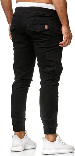 Vista 3 de WENKOMG1 Pantalones cargo para hombre, longitud hasta el tobillo, pantalones ajustados para correr, pantalones deportivos de tiro bajo transpirables