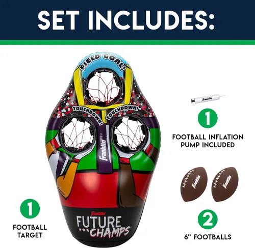 Vista 2 de Franklin Sports Juego de lanzamiento de objetivos de fútbol para niños, juguete inflable de tiro con mini pelotas de fútbol suaves - Divertido juego