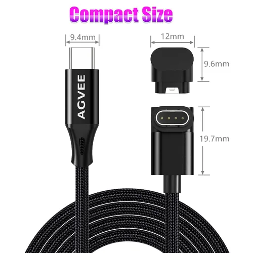 Vista 7 de AGVEE Cargador de reloj Garmin USB-C de 1.5 pies, cable de carga en forma de L Para enfoque, BarkLimiter, D2, Enduro, Epix, Fenix, Precursor
