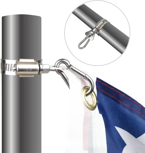 Vista 4 de Buraku Clips de bandera con mosquetón, clips para poste de bandera de acero inoxidable para barco, bicicleta, vehículo, camión, ATV, UTV, casa