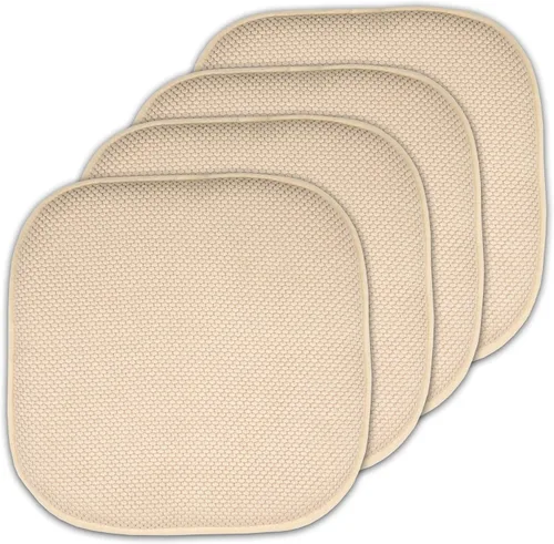 Vista 156 de Sweet Home Collection Cojines de espuma viscoelástica para silla, antideslizantes, diseño de panal de abeja, 16 x 16 pulgadas, paquete de 2