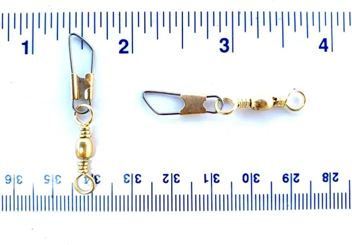 Vista 2 de 100 Gerry's Tackle - Giratorios de pesca de barril de latón con broche de seguridad, tamaño 5 (prueba de 30 libras)
