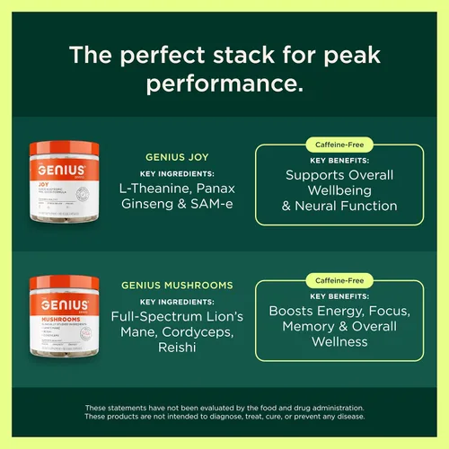 Vista 7 de The Genius Brand Genius Mindfulness - Suplemento para la salud cerebral - Apoya una mentalidad saludable - Apoyo a la calma, energía, memoria