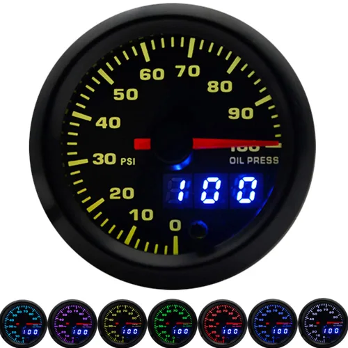 Vista 5 de Kit de medidor de presión de aceite,Medidor de presión de aceite eléctrico y remitente,Productos del sistema eléctrico automotriz,2In 52Mm Medidor