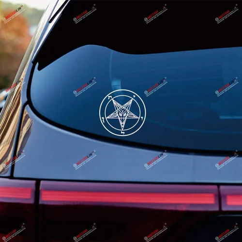 Vista 2 de Pentagram Baphomet - Calcomanía de vinilo para coche, diseño de cabra