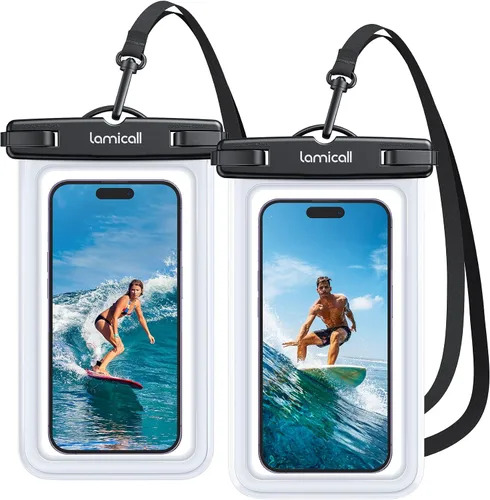Vista 11 de Lamicall - Funda impermeable para teléfono, paquete de 2, IPX8, resistente al agua Beach & Cruise Essentials, Touch Screen, for iPhone 17 16 15 14