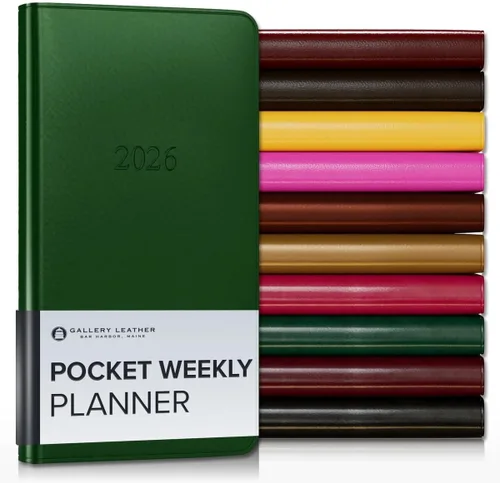 Vista 159 de Gallery Leather Planificador Semanal y Mensual Grande 2025-2026, Calendario Planificador y Cuaderno Elegantemente Encuadernado con Elegantes Bordes