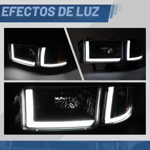 Vista 8 de Auto Dynasty Conjunto de Faros LED DRL Compatible con Dodge Ram 1500 2500 3500 de 1994-2002, 4 Piezas Faros Halógenos de Repuesto con Doble Luz