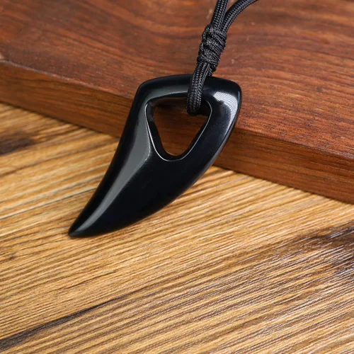 Vista 3 de COAI Collar con colgante de piedra de amuleto para hombre y mujer Piedra Obsidiana