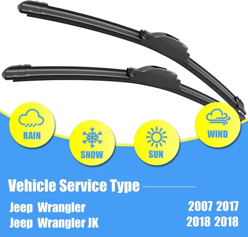 Vista 2 de Gavimnal® 15"+15" Limpiaparabrisas de silicona de repuesto para 2007 2008 2009 2010 2011 2012 2013 2014 2015 2016 2017 Jeep Wrangler/2018 Wrangler