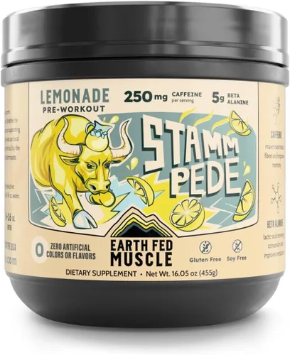 Vista 10 de Earth Fed Muscle Stampede sin estimulantes antes del entrenamiento, cereza agria, estimulante y sin cafeína, aumenta la energía, la resistencia