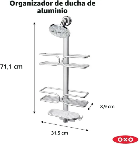 Vista 10 de OXO Good Grips - Carrito de ducha de aluminio de 3 niveles