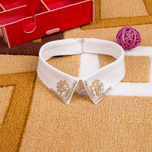 Vista 5 de Blusa desmontable Collar falso Rhinestone perla flor falso collar gargantilla Peter Pan collar