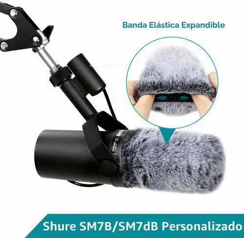 Vista 5 de YOUSHARES SM7B - Filtro pop para micrófono Shure, protector peludo compatible con Shure SM7B, micrófono vocal dinámico SM7dB (gris)