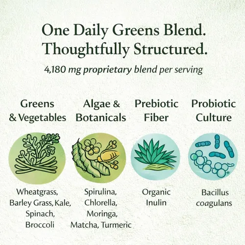 Vista 4 de Polvo Super Greens - Sabor a ponche cítrico - Hecho con ingredientes vegetales orgánicos, espirulina, fibra prebiótica, cultivo probiótico