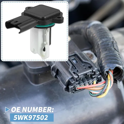 Vista 3 de X AUTOHAUX 5WK97502 Sensor de flujo de aire de masa de coche Sensor MAF Sensor de flujo de aire Reemplazo para BMW 535i 330i 323i para BMW 325i Base