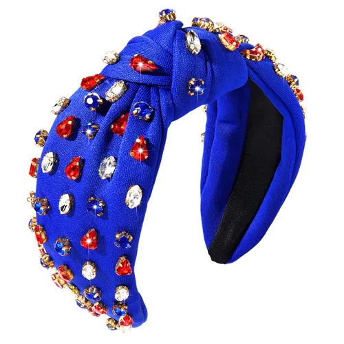 Vista 12 de NVENF Diadema con diamantes de imitación, estrella de la bandera estadounidense, accesorio del 4 de julio para mujer