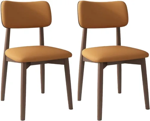 Vista 21 de YVYKFZD Solid Wood Dining Chairs, Kitchen Chairs Set with Curved Backrest, Leather Upholstered Dining Room Chair, Armless Living Room Chair, for
