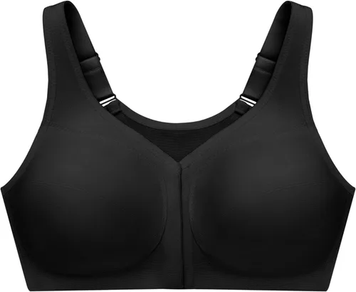 Vista 4 de Glamorise Full Figure Plus Size MagicLift Bra de cierre frontal con soporte postural, sin aros #1265 Negro