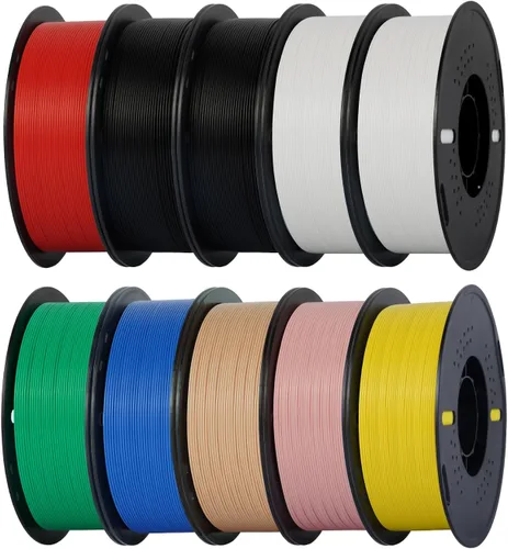 Vista 13 de Kingroon PLA - Filamento para impresora 3D, 10 carretes, precisión dimensional de +/- 0.02 mm, carrete de 10 kg (22 libras), 1.75 mm, 5 negro + 5
