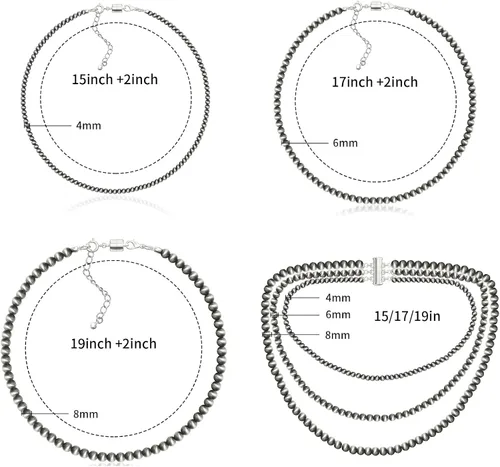 Vista 5 de Navajo - Collares de perlas para mujer, vaquera occidental, estilo bohemio, vintage, con cuentas de perlas para mujer