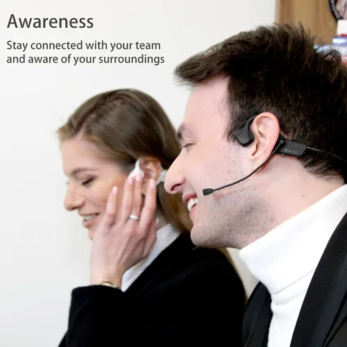Vista 3 de Audífonos Bluetooth con micrófono, auriculares de diadema con micrófono, audífonos con cancelación de ruido y conexión multipunto Bluetooth 5.0
