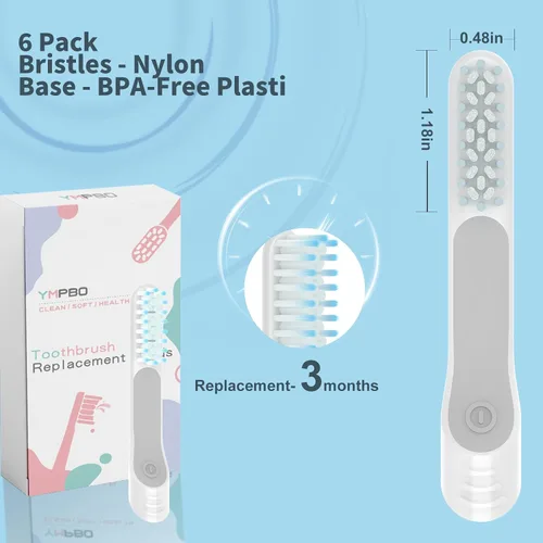 Vista 7 de Paquete de 6 cabezales de repuesto para cepillo de dientes eléctrico Quip para adultos, cerdas suaves, cabezales de cepillo de dientes para adultos