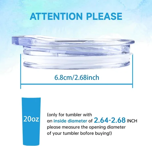 Vista 2 de Tapas de Repuesto para Vaso Delgado de 20 oz, Paquete de 2, Se Ajustan a Vasos con Diámetro Interior de 2.74 a 2.76 PULGADAS, Tapas para Vaso a