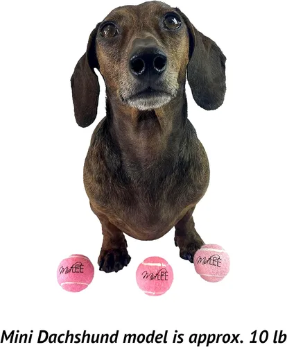 Vista 6 de Midlee Mini pelotas de tenis chirriantes para perros de 1.5 pulgadas, color rosa, juego de 6