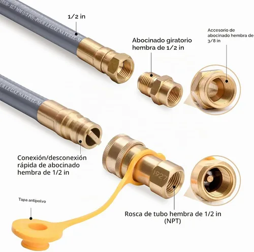 Vista 2 de GasSaf 10 FT 1/2" ID Natural Gas Hose with Quick Connect Fitting