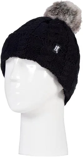 Vista 2 de Gorros térmicos de punto grueso para mujer con pompones