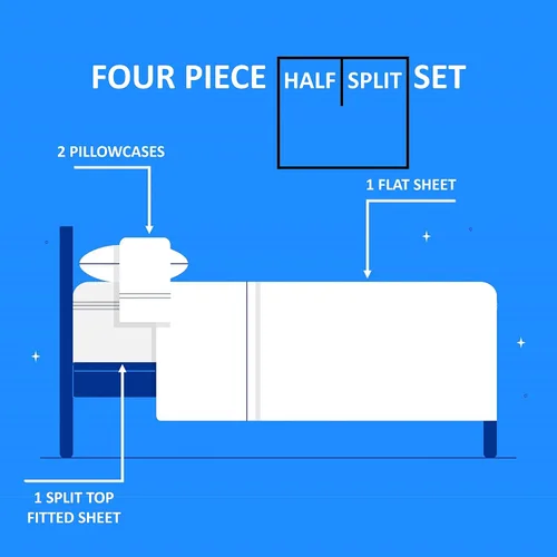 Vista 6 de Juego de sábanas Queen de 800 hilos, parte superior flexible para cama ajustable, juego de sábanas de 4 piezas, 100% algodón egipcio, bolsillo