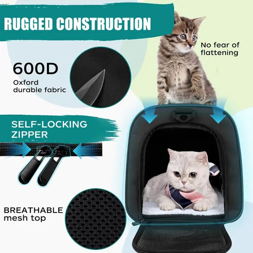 Vista 3 de Top tasta Transportador de Perros y Gatos Portador de Mascotas para Gatos y Perros Pequeños Medianos Grandes Transportador de Lados Suaves