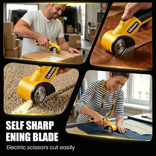 Vista 5 de Cordless Electric Scissors for Cardboard, Automatic Box Cutter (Yellow, 1.0)
