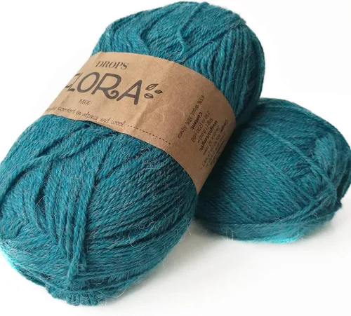 Vista 13 de 65% lana 35% hilo de alpaca, Drops Flora, 1 o superfino, peso de dedos, 4 capas, 1.8 onzas, 230 yardas por bola (01 blanco apagado)