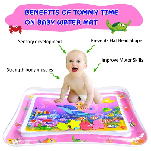 Vista 4 de ZHUYNXIR Alfombras de juego acuáticas para la hora del estómago, alfombrillas para la hora del estómago, alfombrilla de agua para bebé para niños