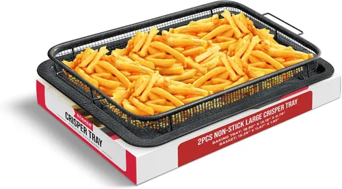 Vista 13 de Bakken Swiss - Bandeja para freidora de aire, 2 en 1, antiadherente, de cobre, con malla elevada, ideal para horno, para hornear y alimentos