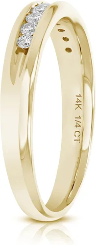 Vista 2 de VIR JEWELS Alianza de boda de diamante de 1/4 quilates a 1 cttw para mujer, anillo de boda de diamante de ajuste cómodo en juego de canales de oro