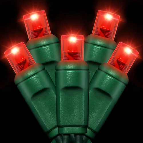 Vista 9 de Cadena de luces LED de 25 pies, 50 L, 6 pulgadas de espacio, cable verde, rojo y verde