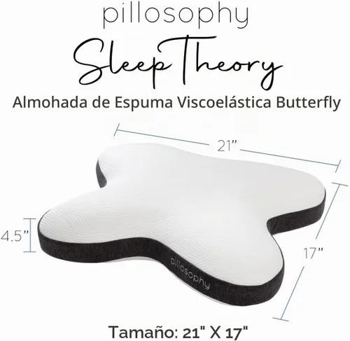 Vista 2 de pillosophy SleepTheory Almohada • Forma de mariposa • Núcleo de espuma viscoelástica • Contorneado para alineación de cuello y hombros • Funda