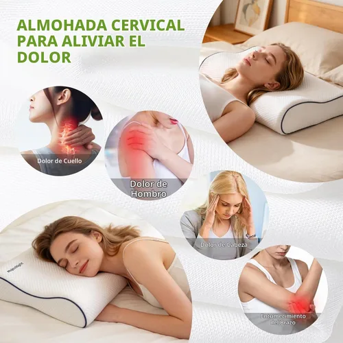 Vista 6 de Memory Foam Cooling Cervical Neck Pillow for Back Side Sleeper White