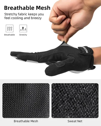 Vista 4 de ROCKBROS Guantes de ciclismo para hombres y mujeres Guantes transpirables de gel para bicicleta de montaña Guantes de ciclismo antideslizantes
