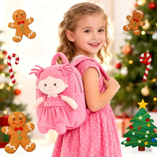 Vista 2 de Onetoo Mochila para niños pequeños, regalos de regreso a clases, mochilas para niñas y niños con muñecas de bebé ligeras y suaves en vestido
