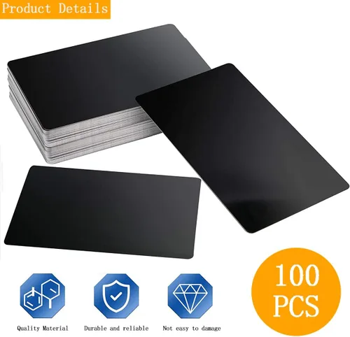 Vista 4 de 100 tarjetas de visita de metal en blanco, tarjetas de visita de aluminio en blanco, tarjetas de presentación en blanco para casa, oficina, cliente
