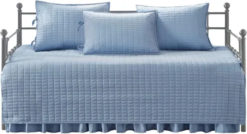 Vista 10 de Comfort Spaces Funda para sofá cama de lujo de doble cara - Acolchado, ropa de cama acogedora para todas las estaciones con falda de cama, fundas a